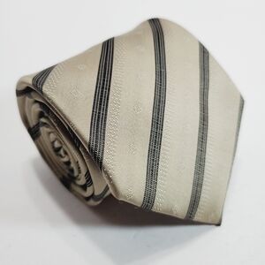 Angelo Rossi Tan Stripe Pattern Men's Neck Tie Jacquard Fabric 62x3.5"